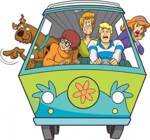scooby doo in the car with the team cartoon image